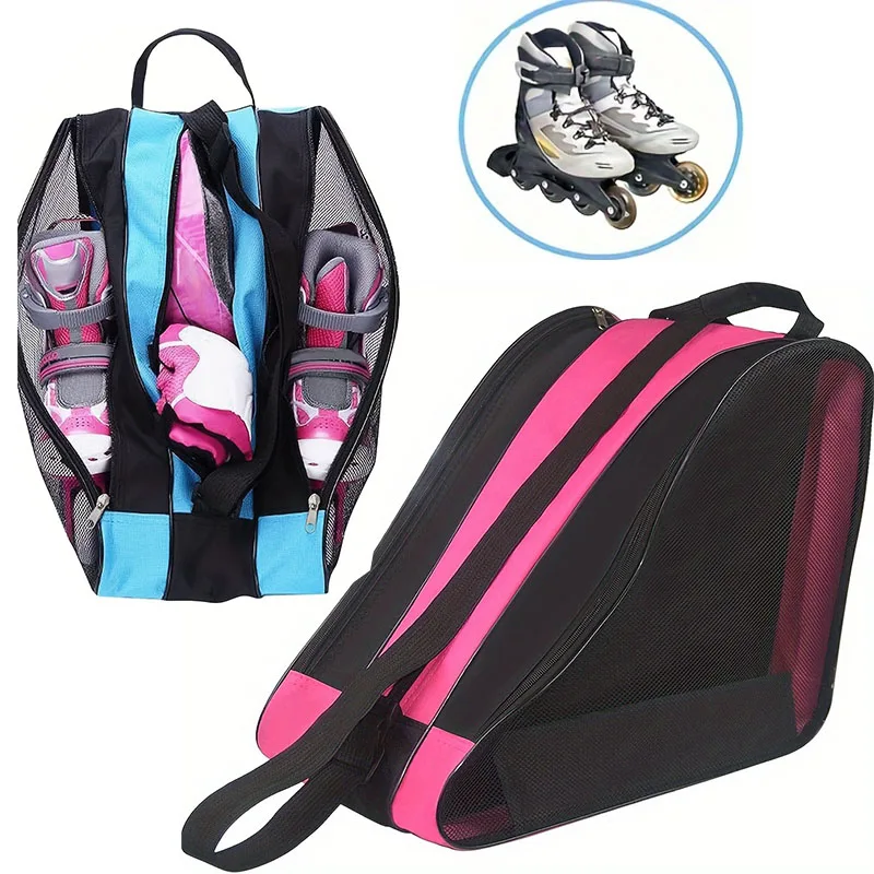 Sac de patins à roulettes portable, sac de patinage sur glace, sac de patins à roues alignées respirant pour enfants, sac de rangement de patins, sac de chaussures de patinage, grande capacité