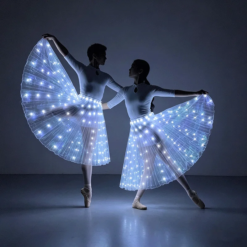 led発光ベリーダンススカート充電式グローライトアップダンスウェアベリーダンスバレエステージパフォーマンスカーニバルパーティーサプライ品