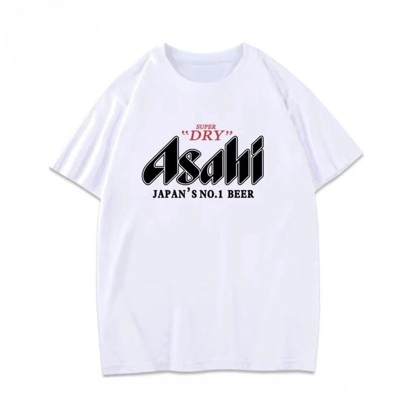 

Новая летняя японская футболка Asahi с пивом Asahi, японское пиво с короткими рукавами, японский свободный топ для мужчин и женщин для пар