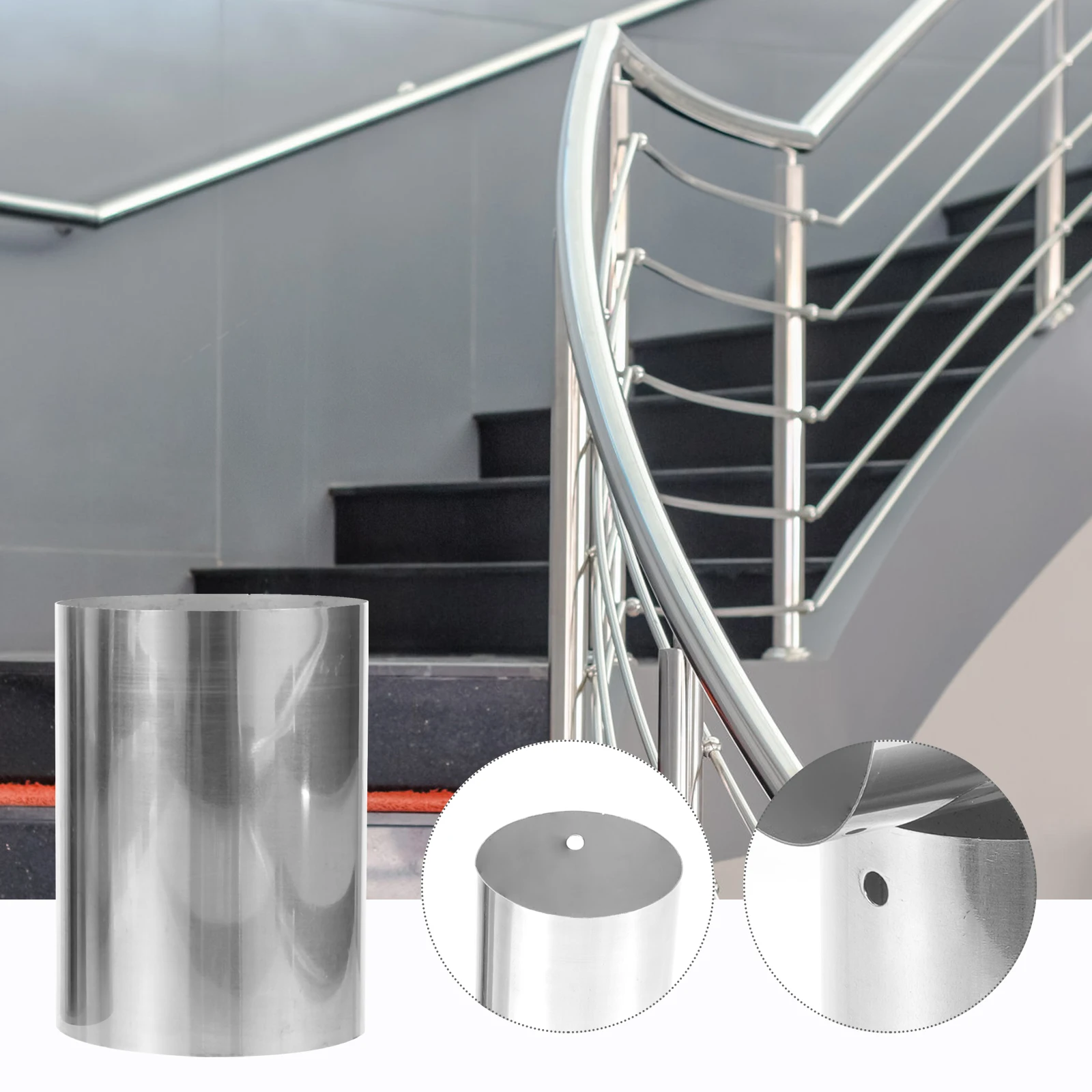 

2pcs Pvc Handrail End Cap Stainless Steel Round Connector For Stair Railing Fitting Handrail Extension Fitting Cable Railing