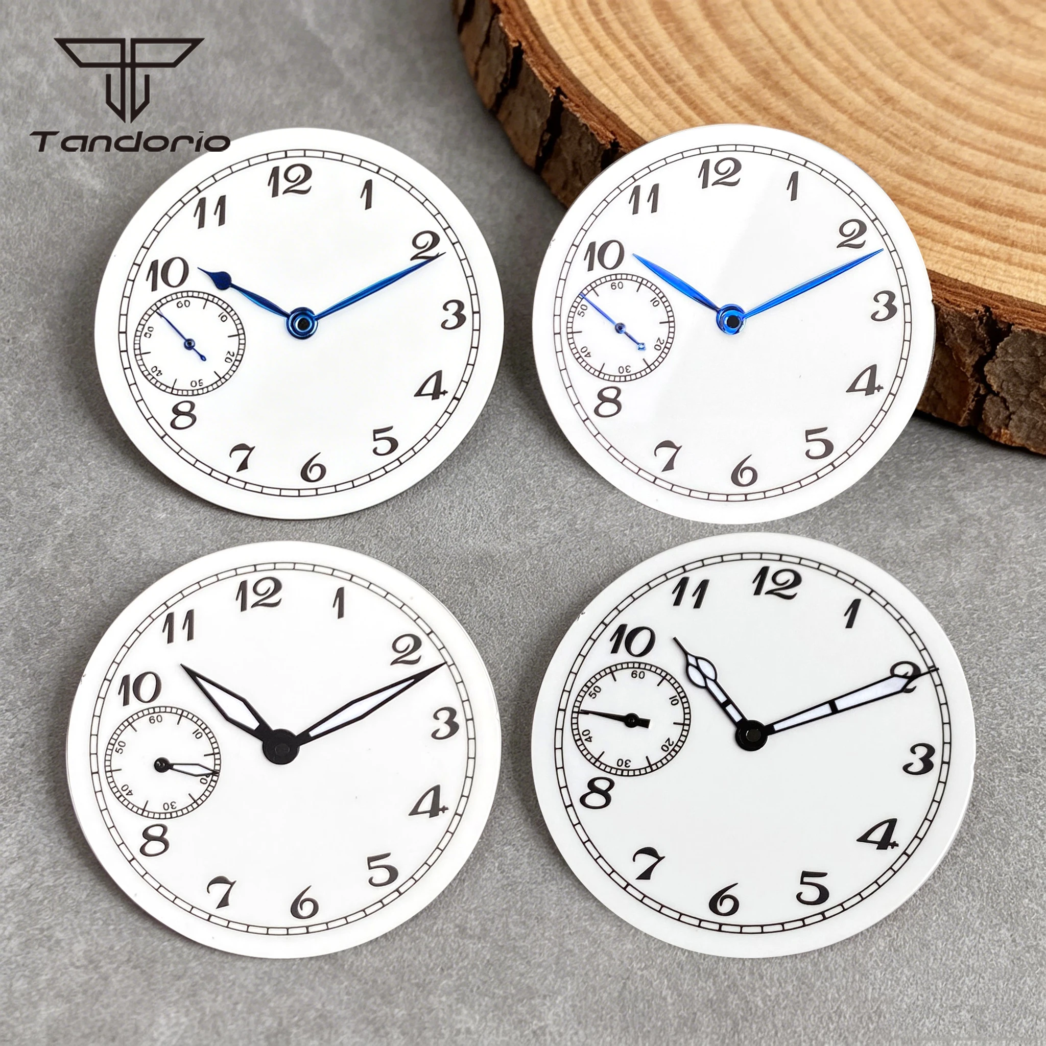 

White 37mm Pilot Watch Dial with Hands Set Fit for ETA6497 ST3600 Hand-winding Movement Sterile Retro Wristwatch Face Accessory