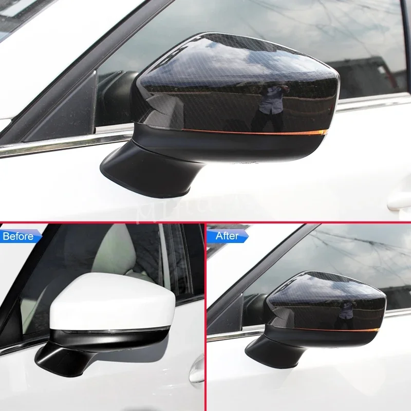 Carbon Fiber Exterior Side Rearview Mirror Cover Overlay For Mazda CX-5 CX-9 2017 2018 2019 2020 2021 2022 2023 2024