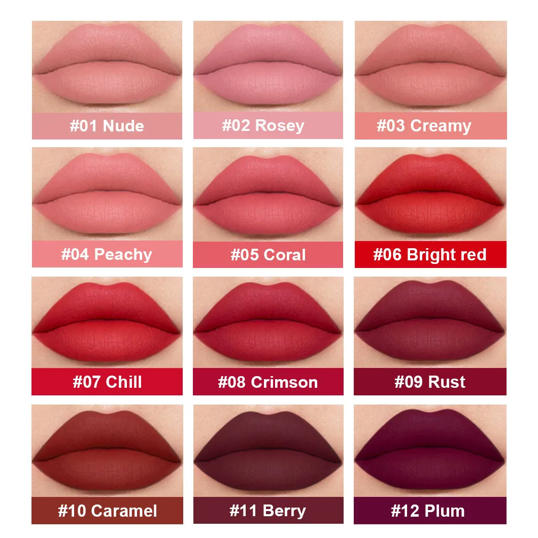 12 Colors Sexy Women Lipstick Waterproof Long Lasting Moisturizing Lip Gloss Vivid Colorful Lip Gloss Women Makeup Lips