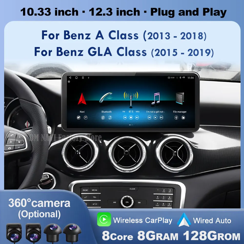 Беспроводной CarPlay Android Auto для Benz A Class 2013-2018 GLA Class 2015-2019 навигация GPS мультимедийный дисплей головное устройство BT DSP