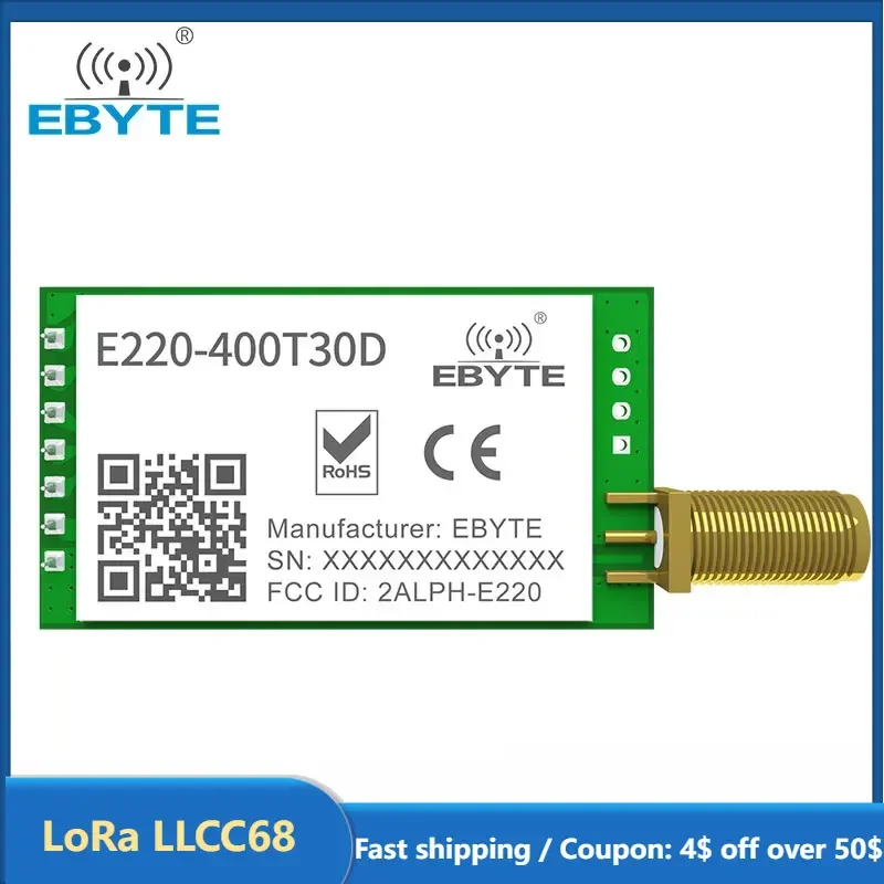 LoRa LLCC68 433MHz Kablosuz Modül 470MHz 30dBm Uzun Menzilli 10km RSSI EBYTE E220-400T30D SMA-K DIP UART Verici Alıcı