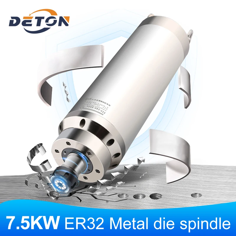 Spindle Motor Spindle ER32 7.5kw Water-cooled Diameter 125mm High-power High-speed Motorized Spindle Metal Cutting