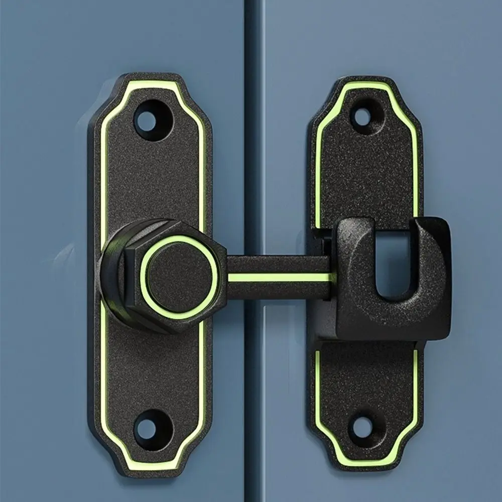 

90 180 Degree Luminous Door Buckle Safety No- punching Door Catch Bolt Anti-theft Zinc Alloy Door Hasps Indoor