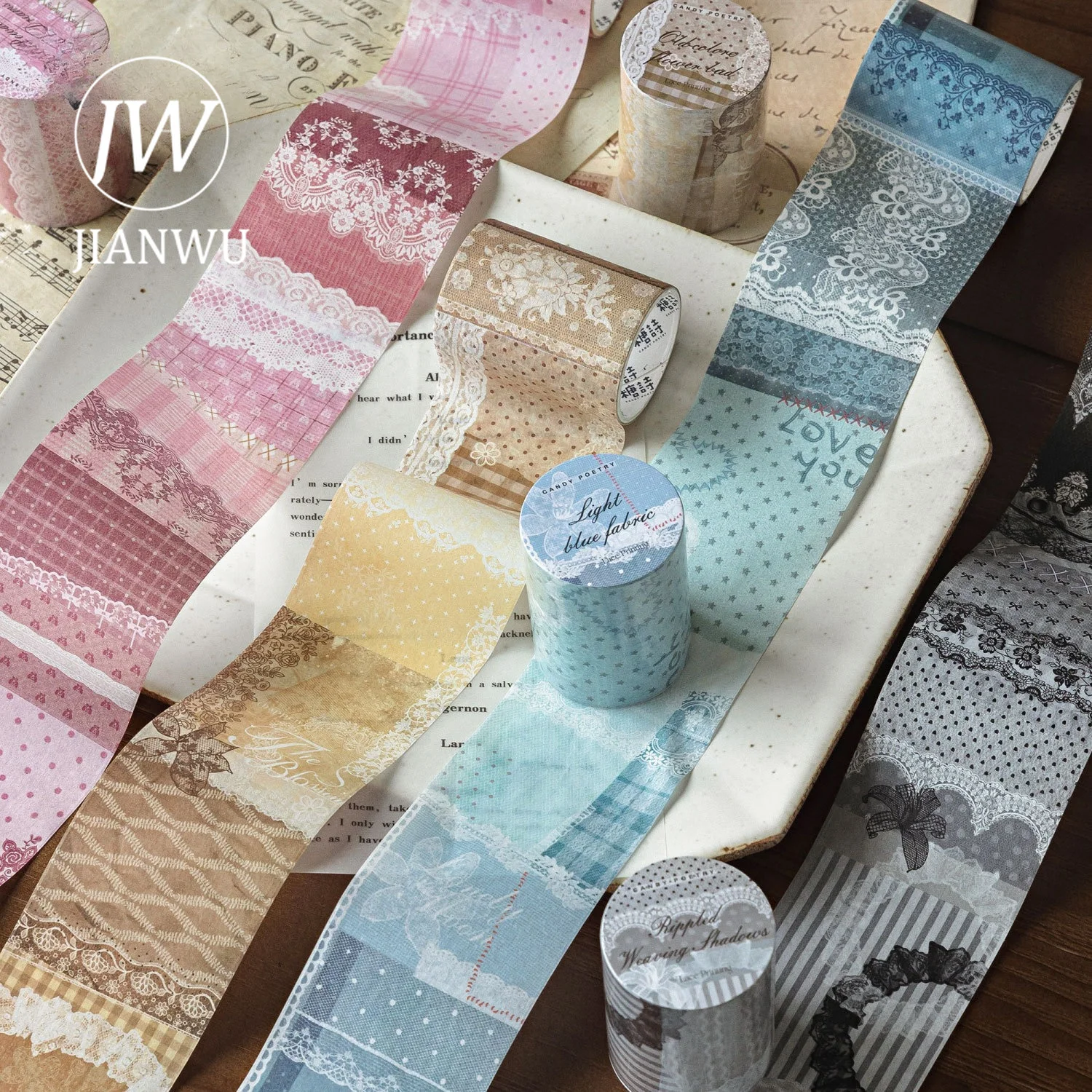 JIANWU 50mm*200cm Vintage Lace Pattern Landscape Material Collage Scrapbooking Washi Tape Creative DIY Journal Stationery view 2