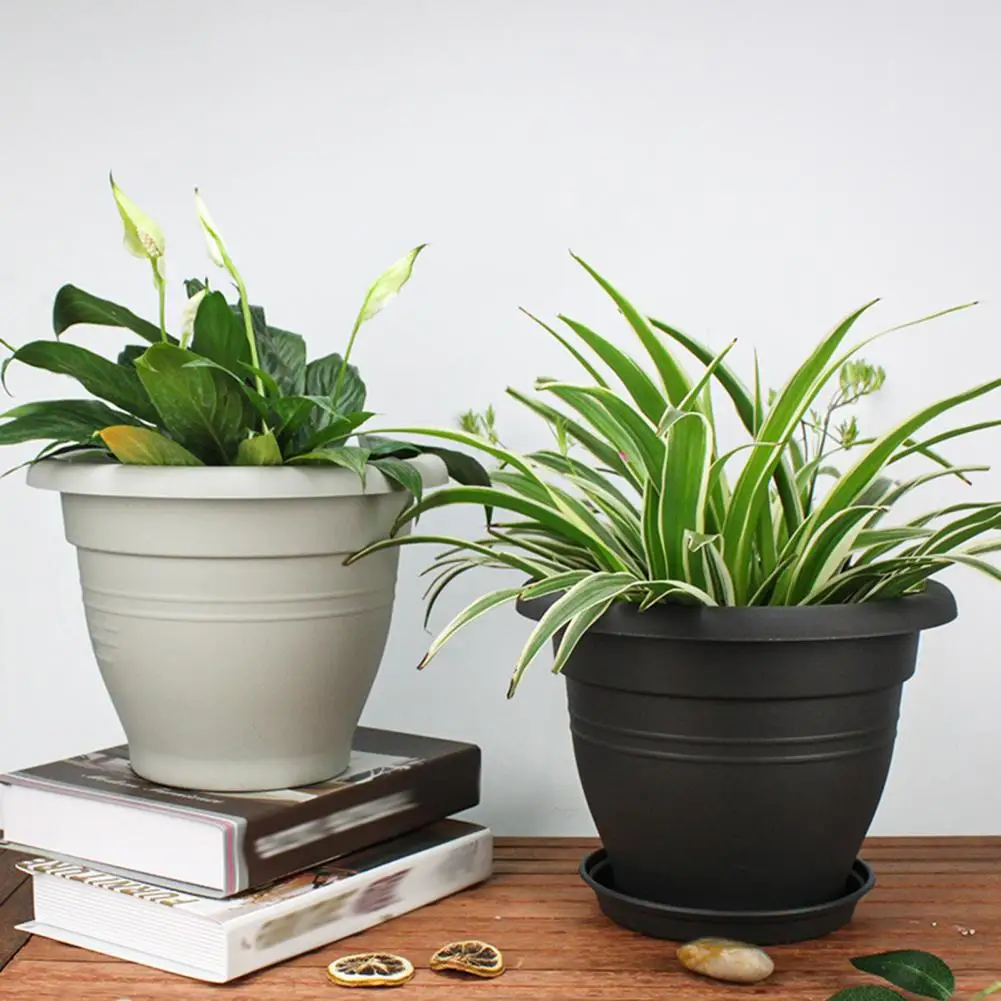 Indoor Outdoor Flower Pot Garden Planter for Houseplants Round Flower Pot with Drainage Holes Lightweight Modern for Indoor