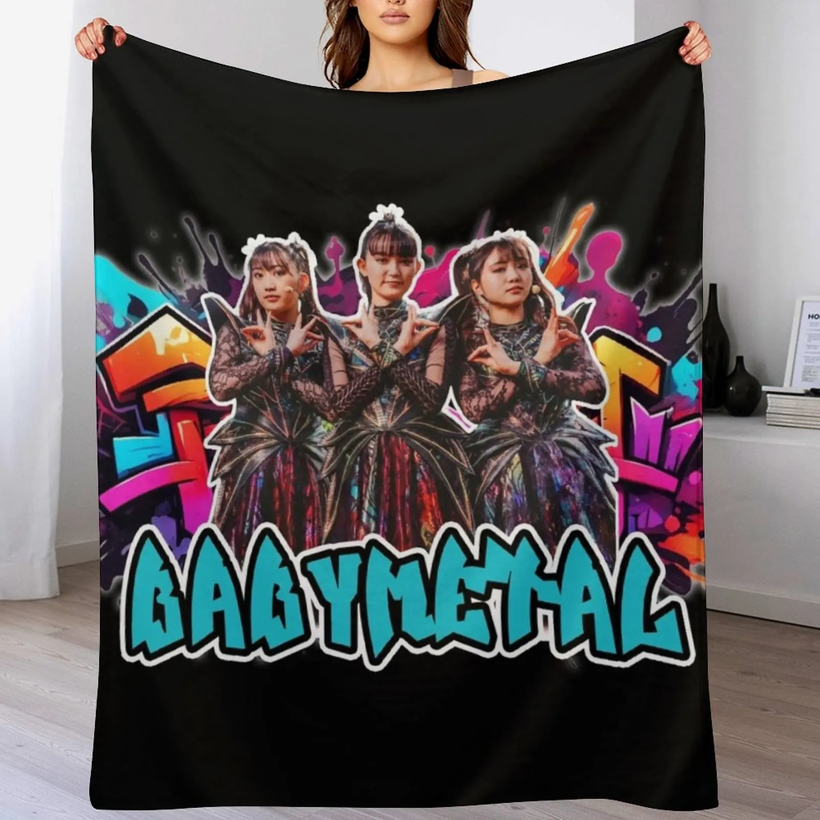 BABYMETAL, Graffiti Logo, Unique Fan Art Throw Blanket Multi-Purpose Kid'S Blankets