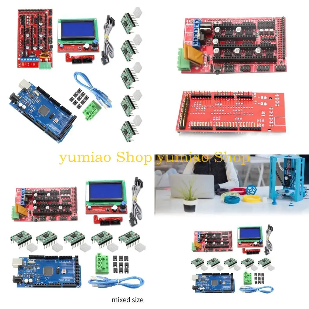 

587b Ramps1.4 Controller, MEGA2560R3 и 12864 LCD Panela4988 Модуль шагового драйвера