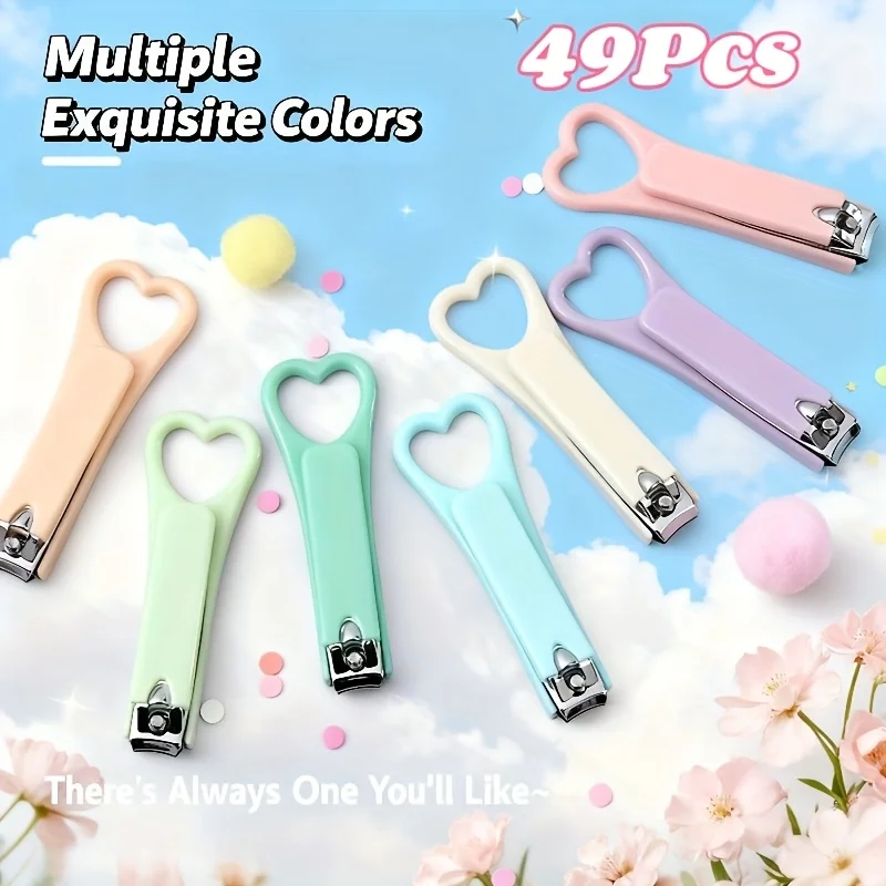 49pcs Portable Foldable Love Nail Clippers Essential Manicure & Pedicure Tools | Top Gift for Christmas Thanksgiving & New Year