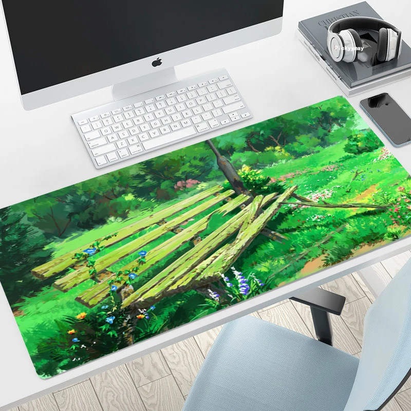 Gamer mousepad natureza verde mouse tapete grande tapete de borracha natural mesa tapetes de mesa de computador não-deslizamento design mousepads 100x50cm