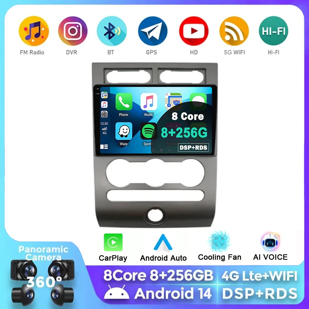 Android 14 WIFI+4G Stereo Car Radio Ford Expedition 3 U3242 U3542 U324 U354 2006 - 2017 Multimidia Video Player Auto CarPlay GPS