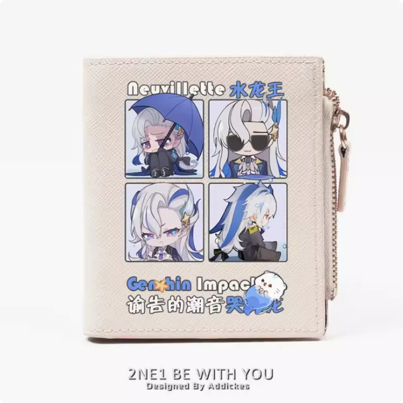 

Anime Genshin Impact Neuvillette Zipper Fashion Wallets PU Purse Card Holder Money Bag Gift B299 Cosplay