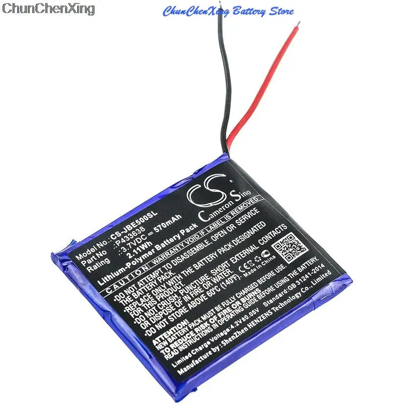 100% NEW3.7V 570mAh بطارية سماعة رأس لاسلكية P433638 لـ JBL Synchros E50BT + أداة #4