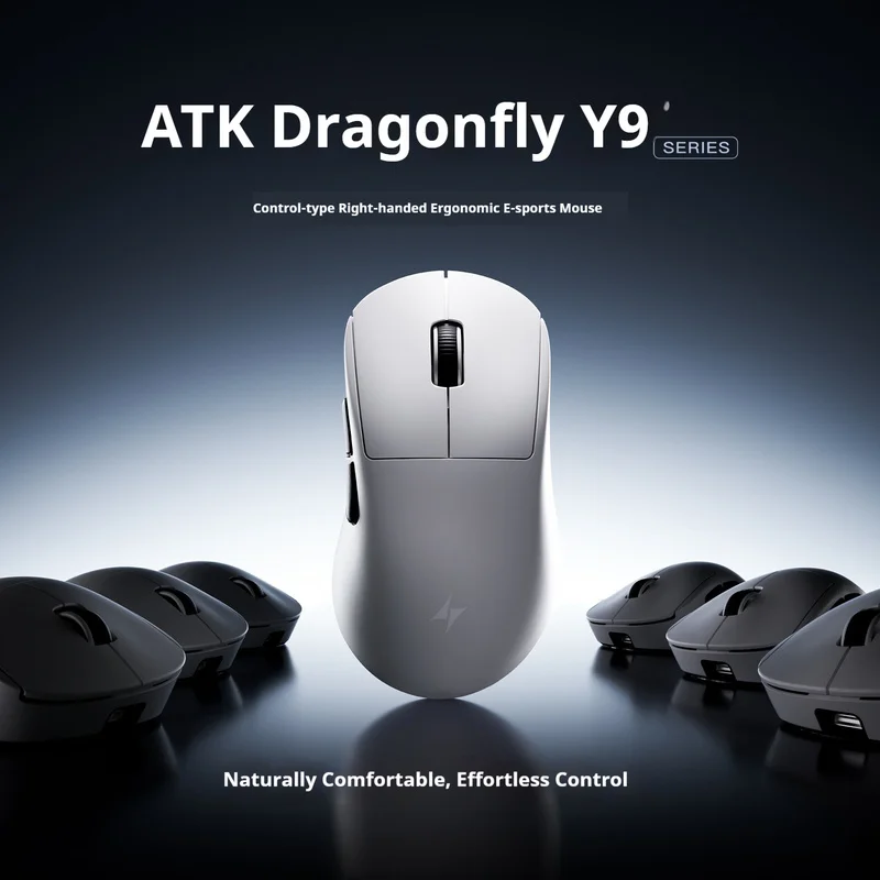 ATK Y9 pro Max Ultimate Game Mouse Master Edition ماوس لاسلكي خفيف الوزن مريح 8K ملحق مخصص للغاية للرياضات الإلكترونية