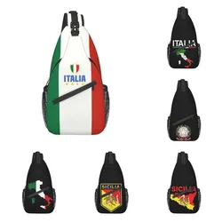 Mochila de peito masculino com tiracolo, bolsa de sling da bandeira da Itália para viagem, caminhada, mochila de ombro, moda