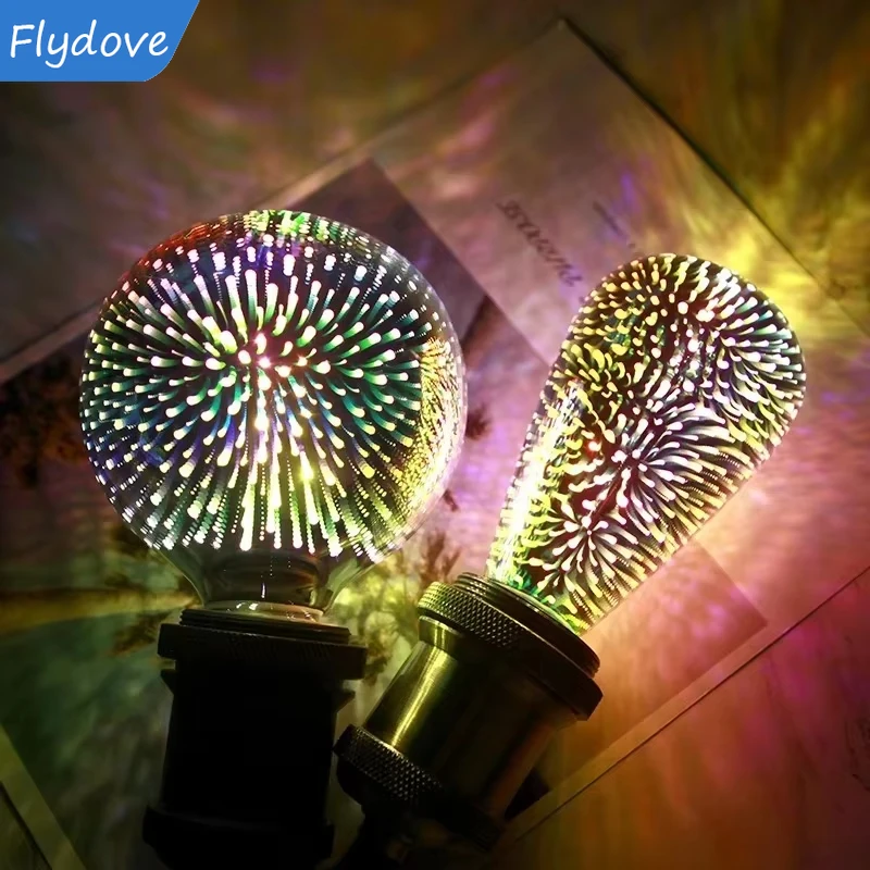 

Edison Creative LED Light Bulb E27 Screw 3D Colorful Night Light Fireworks Decor Bar Coffee Shop Christmas Art Lighting Fixtures