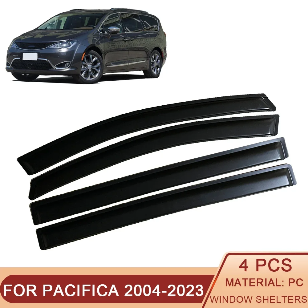 Guarda de viseira de janela lateral matizado preto, toldos de ventilação, apto para Chrysler Pacifica, 2004, 2005, 2006, 2007, 2008, 2009, 2017-2023, Auto