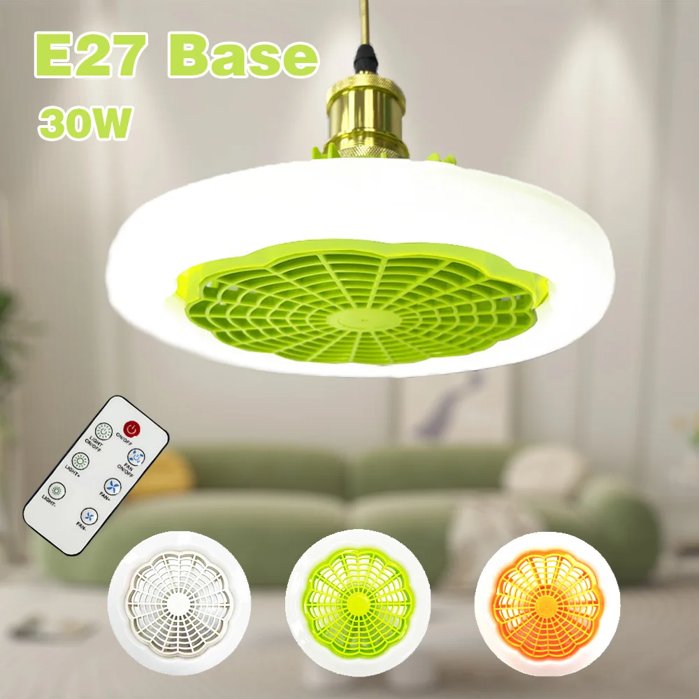 

Electric Ceiling Fans with Light and Silent 30W E27 Base Led Ceiling Fan for Bedroom Home Household Kitchen