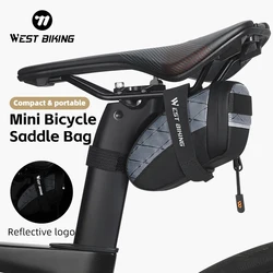 WEST BIKING Bicycle Saddle Bag Mini Portable PU Tool Storage Bag Reflective Rear Seat Bag Splash Waterproof 3D Saddle Riding Bag