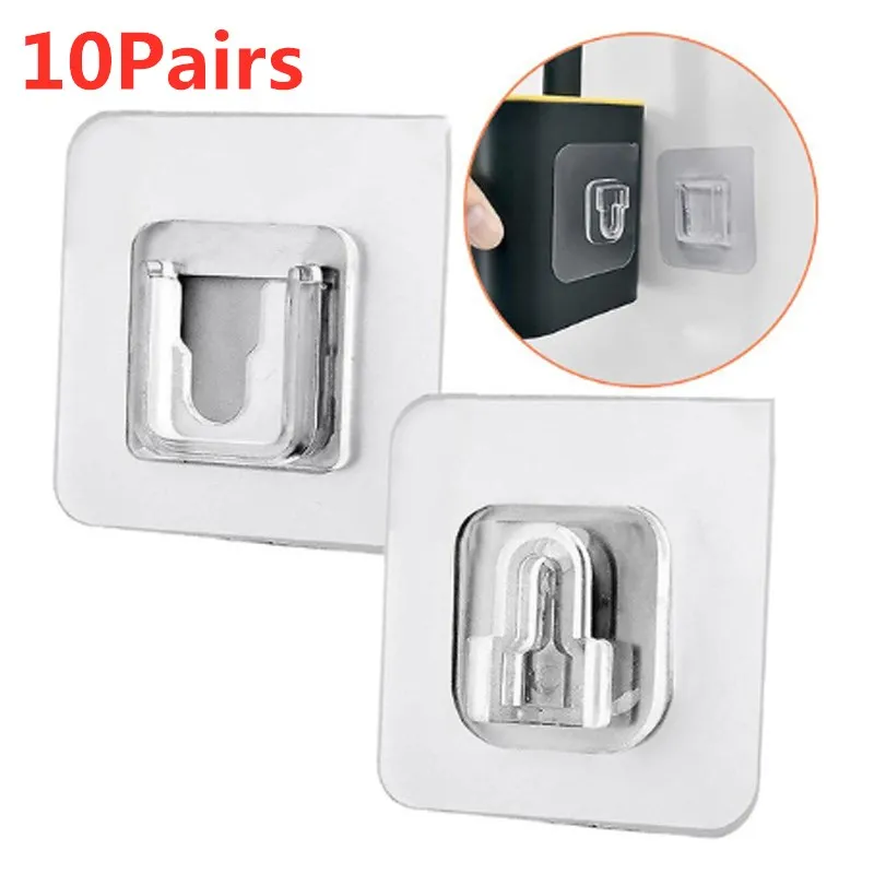 1/5/10 Pairs Double-Sided Adhesive Wall Hooks Hanger Cable Organizer Door Wall Storage Holder For Kitchen Bathroom Cup Sucker