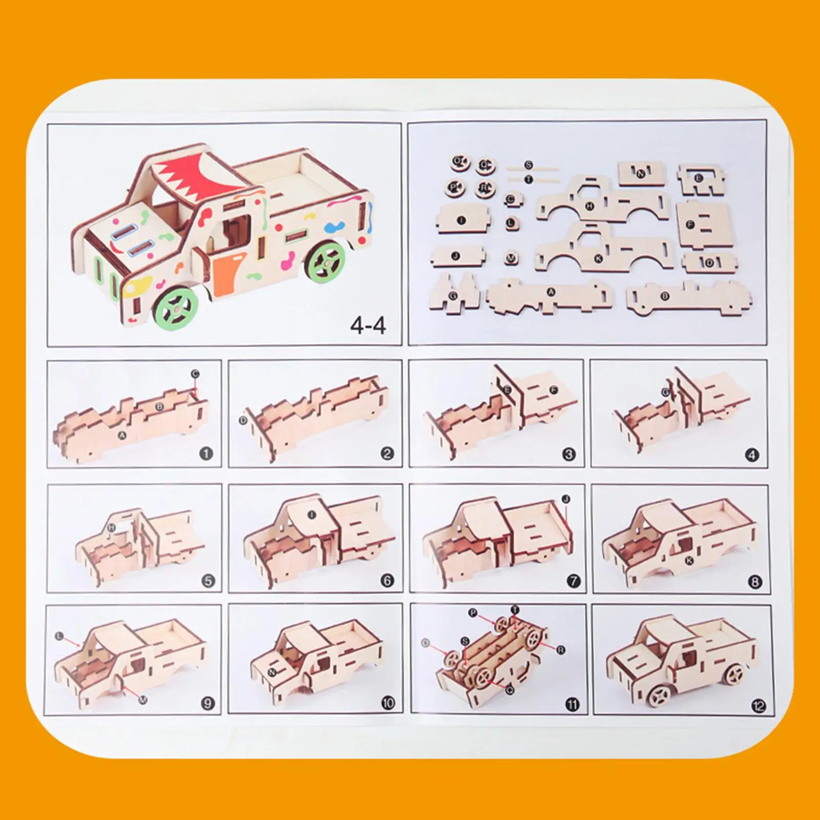 Model Car Kits Unique 4 Pack Jigsaw Wooden DIY Toys for Birthday childrens Party