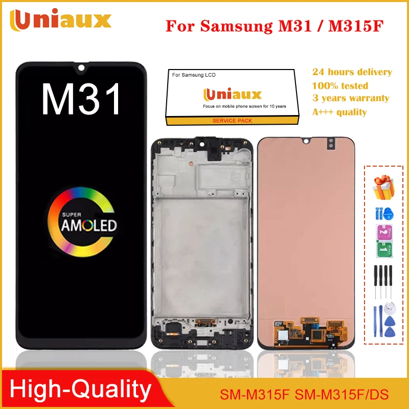 

ЖК-дисплей AMOLED для Samsung Galaxy M31 M315, ЖК-дисплей с сенсорным экраном и дигитайзером в сборе с рамкой