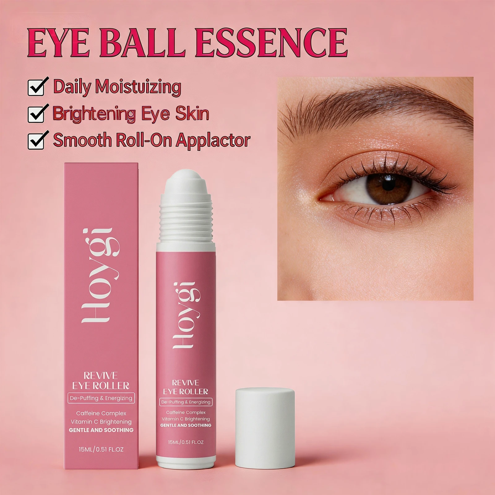 Coffee Vitamin C Eye Roller Brightening Eye Area Reduces Puffiness and Dark Circles Fade Fine Lines Smooth Eye Massage Serum