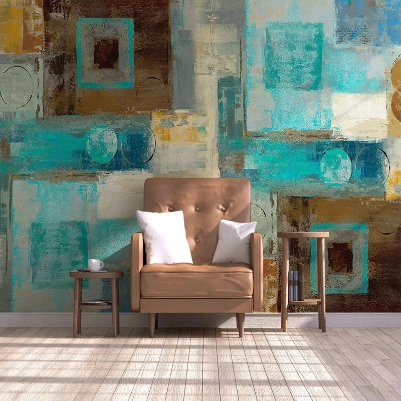 Custom Photo Mural Modern Abstract Geometric Square Oil Painting Wallpaper Art Living room TV background wall bedroom restaurant