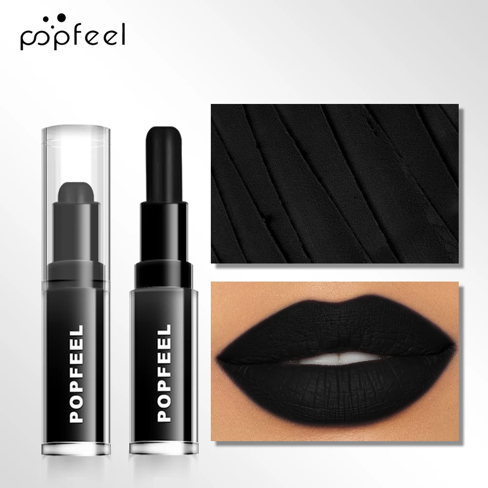 POPFEEL Hallowmas Lip Makeup Kit Black Lip Stick Black Lip Gloss Matte Lip Stick Long Lasting