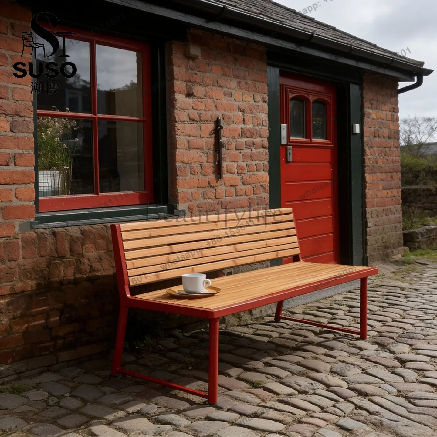 Outdoor scenic leisure benches Community square courtyard double back chair can be customized