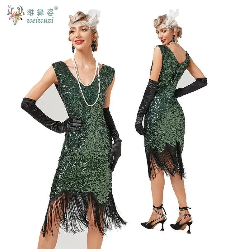여성을위한 여름 빈티지 민소매 v 넥 민소매 스팽글 프린지 페르시 개츠비 칵테일 드레스 웨딩 공식 파티 드레스