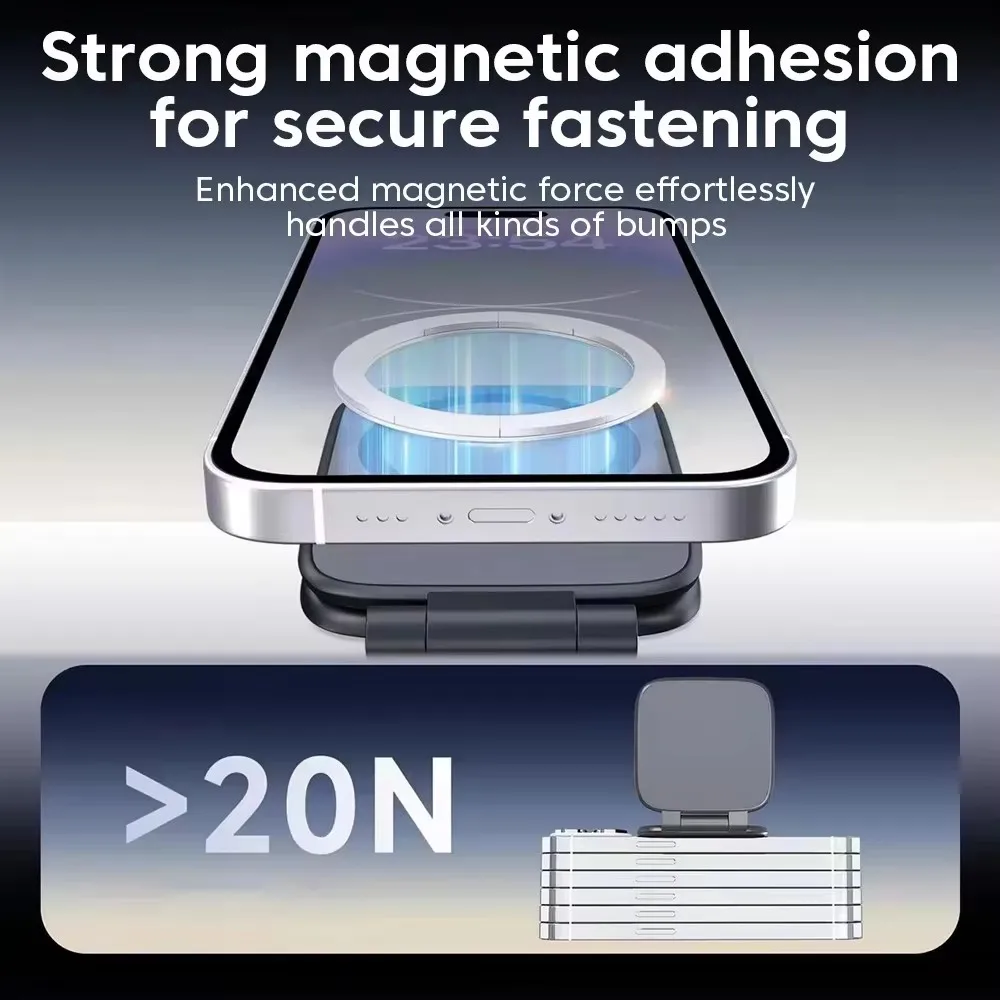 Magnetic Phone Stand Car Phone Holder Ultrathin Foldable Strong Magnetic Anti-Shake Support Magnetic Bracket Car Universal view 6