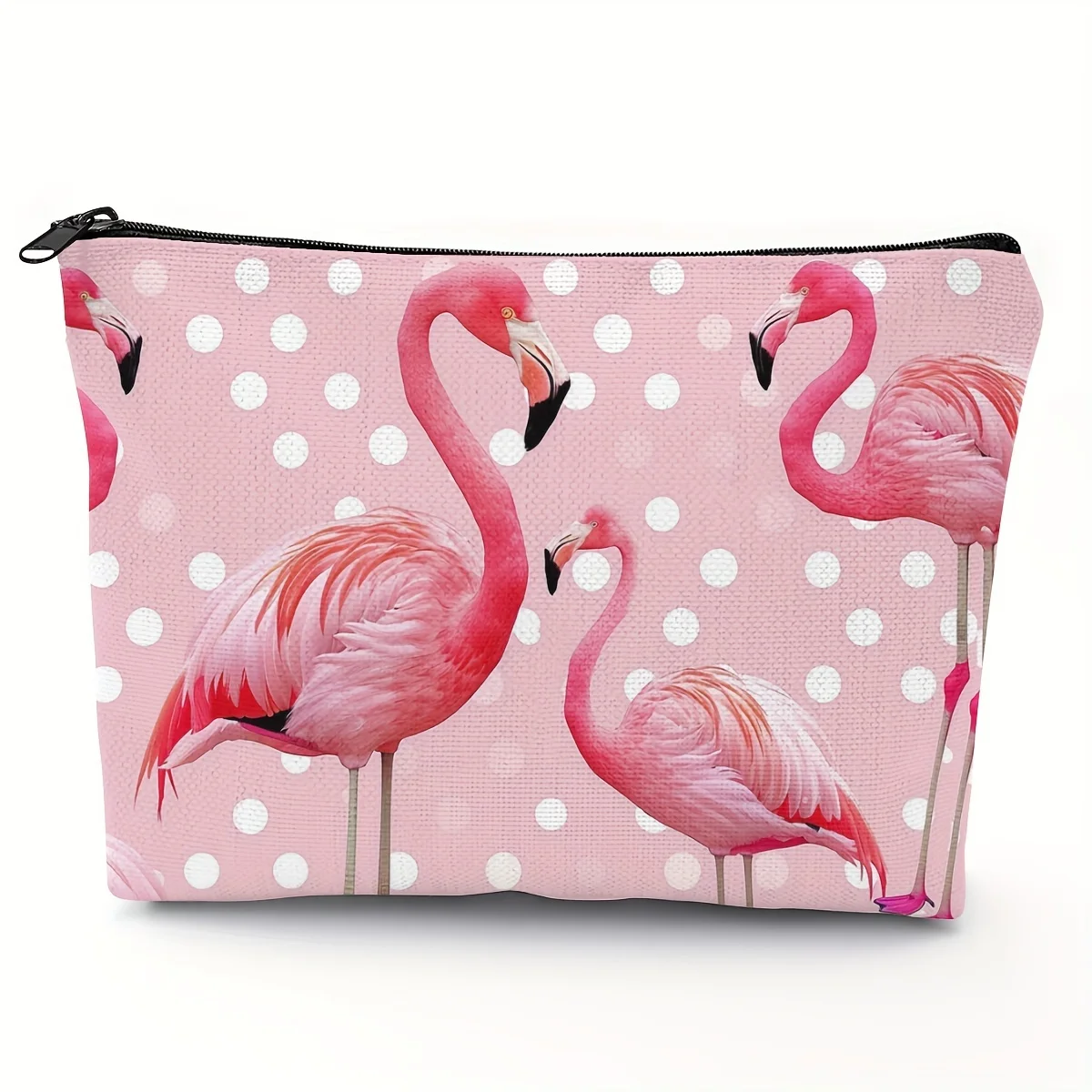 حقيبة مكياج فلامنغو الوردية اللطيفة بسحاب حقيبة مستحضرات تجميل قابلة للطي، حقيبة تخزين متعددة الوظائف هدية للنساء حقائب أدوات الزينة