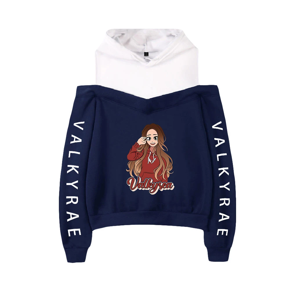 بلوفر حريمي من Valkyrae Merch مزود بغطاء للرأس دون أكتاف بلوفر نسائي Harajuku ملابس خروج 90s ملابس موضة نجوم اجتماعية