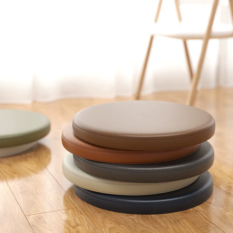 Leather Circular Dining Chair Cushion Memory Cotton Anti-Slip Soft Seat Cushion for Bar Stool Bay Window Home Comfort Accessorie