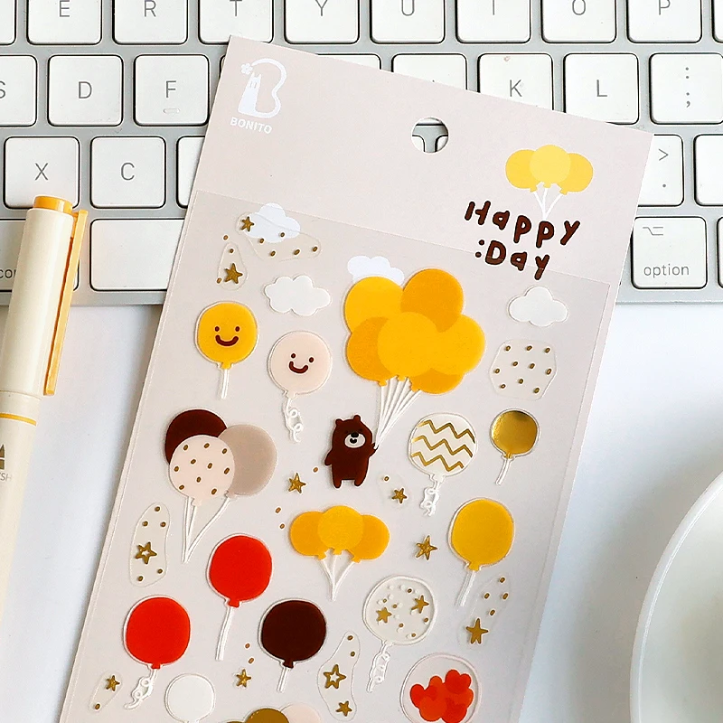 Korean Import BONITO Happy Day Balloon Party PVC 3D Jelly Stickers Scrapbooking Diy Journal Stationery Sticker Gift B6030