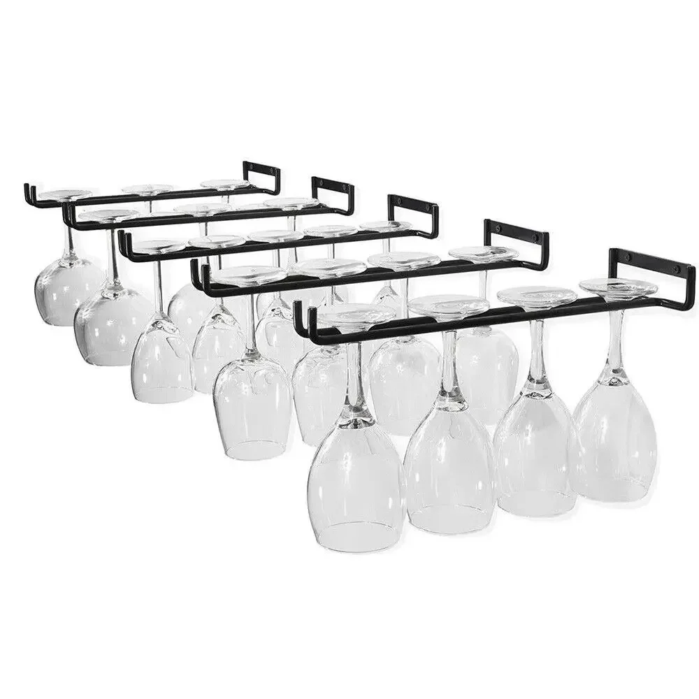 

High-Quality Black Iron Wall Mounted Stemware Holder Goblet Hanging Rack Wine Glass Organizer Koozie Ice cube Ice pack Ice bag