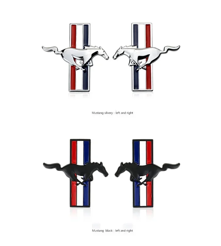 Pegatinas decorativas con logotipo de caballos de moda 3D, insignia de maletero de guardabarros lateral de rejilla delantera de coche para Ford Mustang GT Focus Mk Ecosport Mondeo