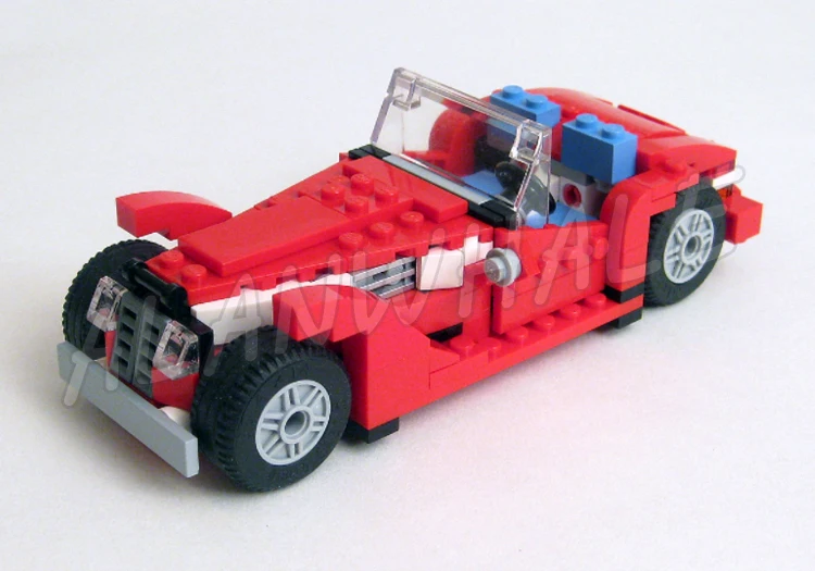 Blocos de Construção Criativos Brinquedo, Carro Vermelho, Super Speedster, Go-cart Veículos, Roadster Racer 3110, 23in 1, Compatível com o Modelo, 278pcs