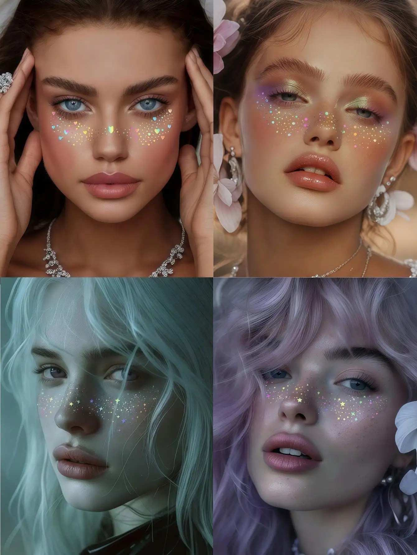 12/6 قطعة بريق النمش الوجه الوشم المؤقت وهمية ستار النمش ملصقات ماكياج بقع DIY بها بنفسك Y2K مهرجان الموسيقى ماكياج