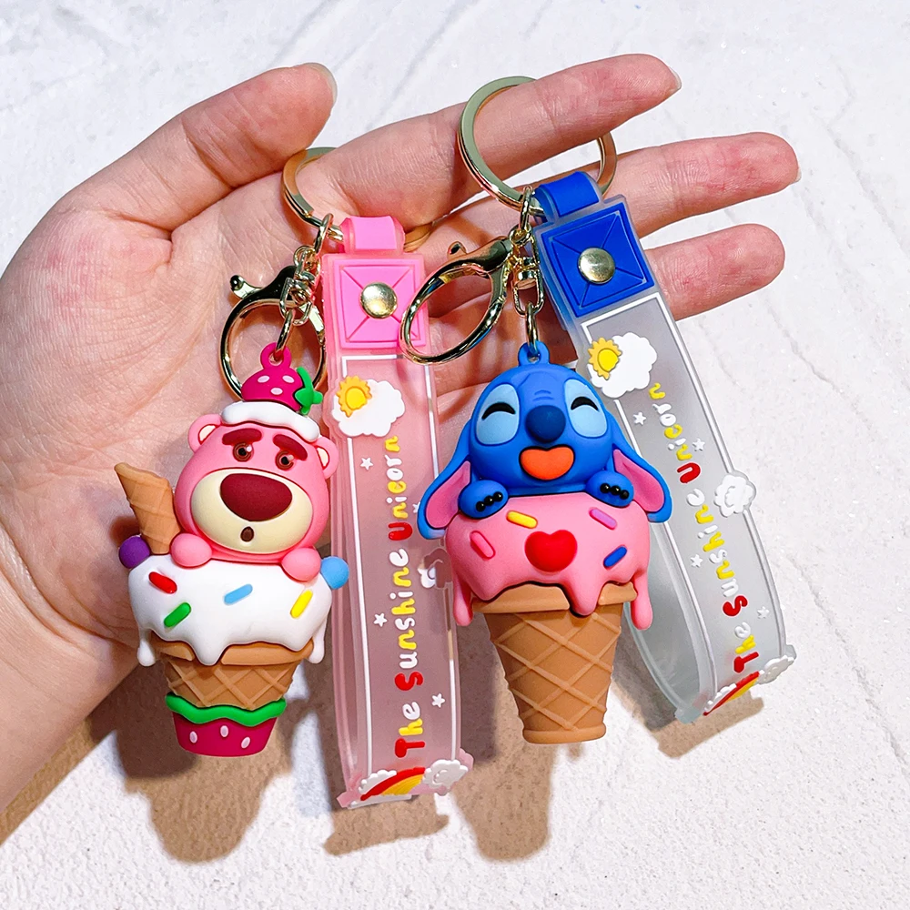 Cartoon ice cream cone series keychain Stitch silicone doll within reach pendant car bag ornaments