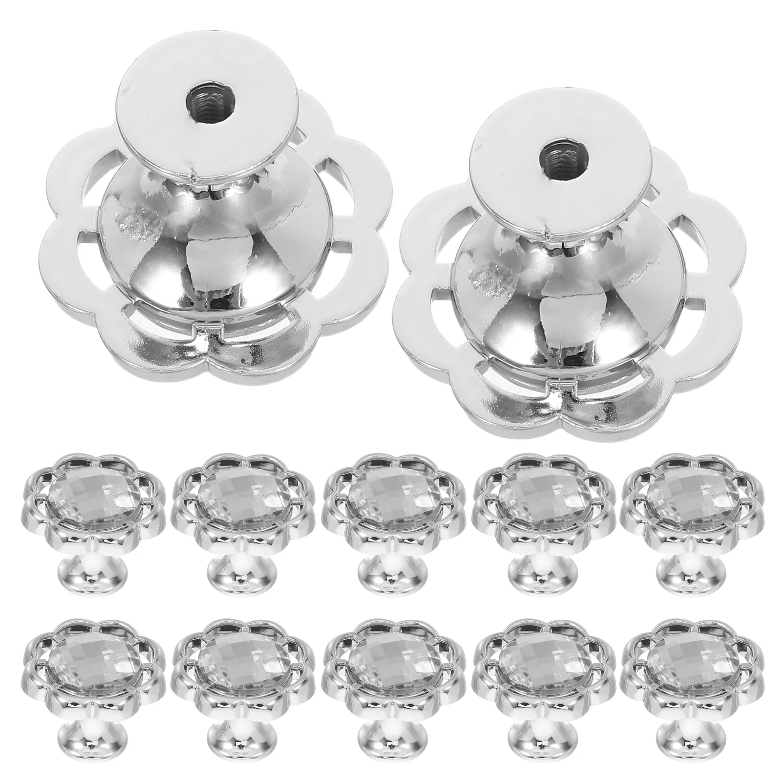 

12Pcs Decorative Flower Shape Cabinet Handles Rhinestone Drawer Pulls for Wardrobe Kitchen Dresser Flower Shape Drawer Knobs