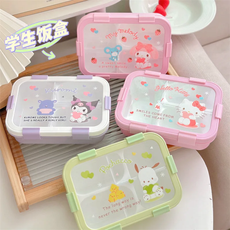 

Sanrio Lunch Box Cartoon Stitch Bento Box Hello Kitty Fresh-Keeping Box Can Microwave Oven Children's Back-To-School Gift