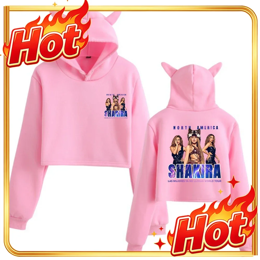 Shakira Las Mujeres Ya No Lloran World Tour 2026 Cat Ear Hoodie Women Long Sleeve Girls Fashion Hoodie for Fans