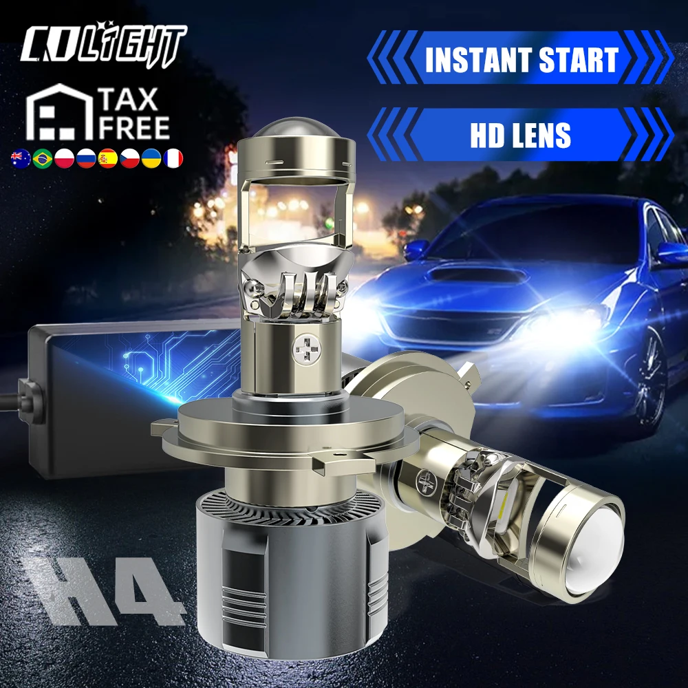 CO LIGHT H7 H4 – lentille de projecteur Led, faisceau haut/bas 40000LM, ampoules de phares de voiture 12V 24V Canbus 40000LM RHD LHD, Mini lampe