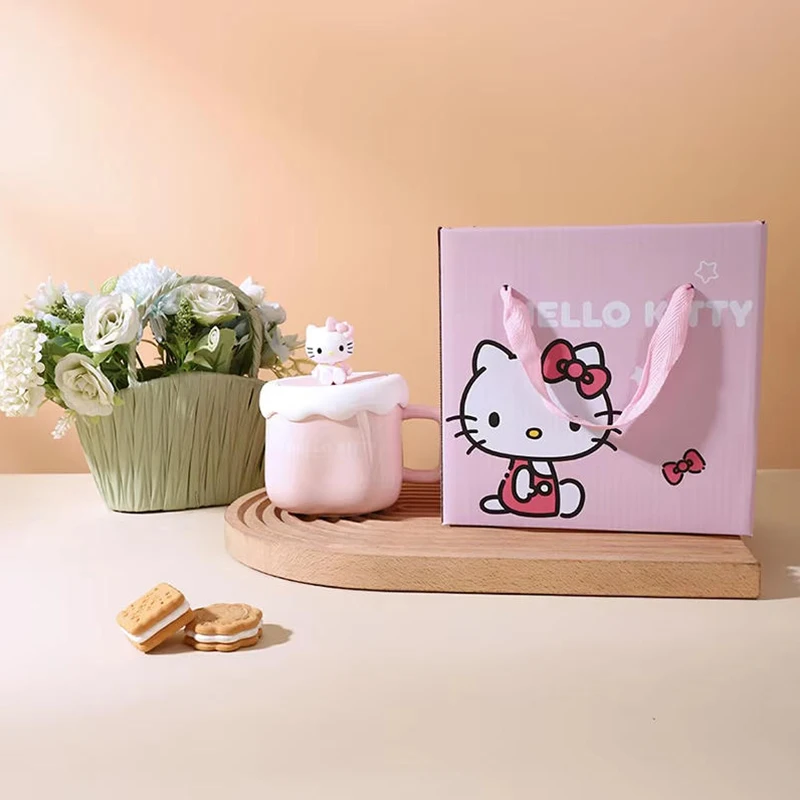 

Sanrio Hello Kitty Kawaii Anime Ceramic Mug Cute Covered Household Cup Creative Birthday Gift for Best Friend Girls for Gifts