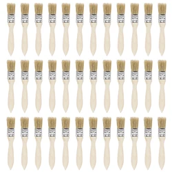 36Pcs 1 Inch Paint Brush Natural Bristle Flat Edge with Wood Handle Wall Treatment Tool for Paint, Varnishes, Glues